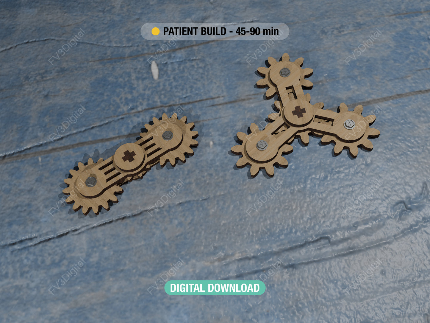 Mechanical Gear Linkage Spinner – Easy Build Kinetic Mechanism | Laser Cut SVG Files