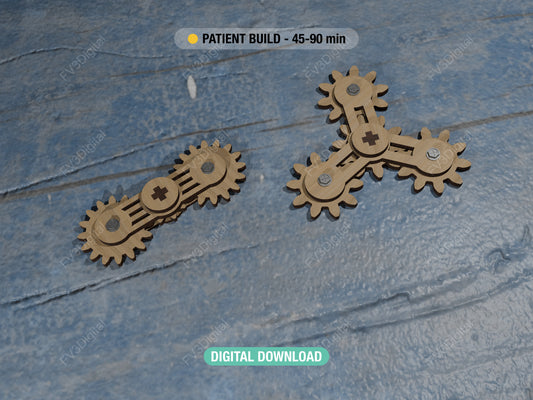 Mechanical Gear Linkage Spinner – Easy Build Kinetic Mechanism | Laser Cut SVG Files