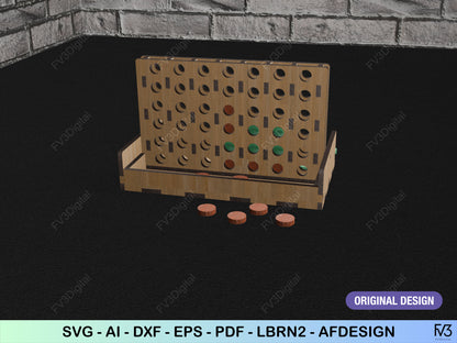 Laser Cut Files Connect Four Board Game SVG Digital Download - DIY Tabletop Game Design Fun and Interactive Project - Board game project.