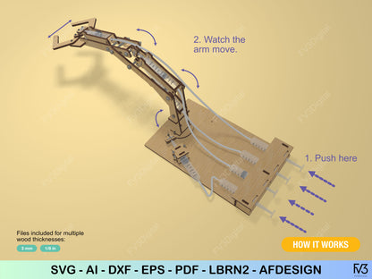 Hydraulic Robotic Arm – Working STEM Model | Laser Cut Files
