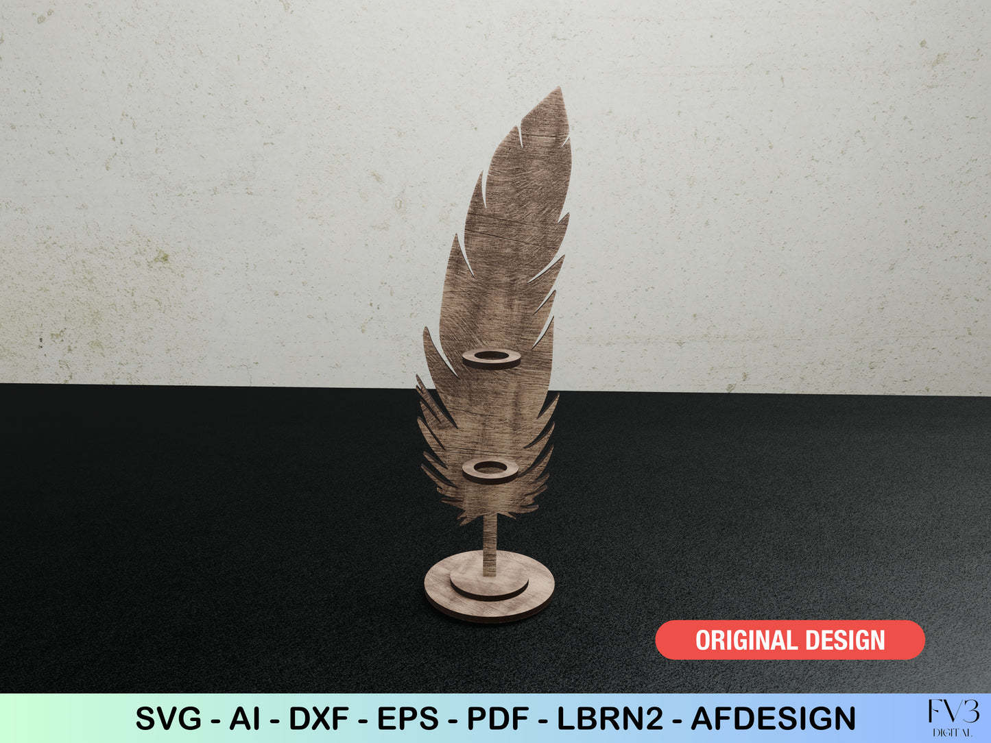 Pen holder laser cut files. Original office or home decor. Feather pen holder cut file - DIY. Digital download SVG files for DIY project.