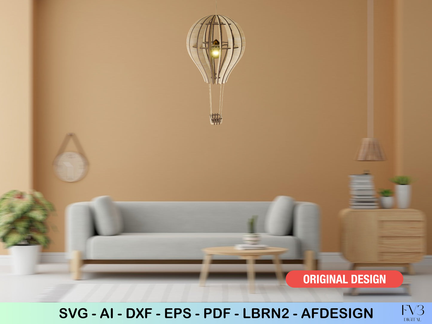 Balloon-Shaped Lamp Laser Cut Files – DIY Home Decor Project | Unique Laser-Cut Design for Easy Assembly and Creative Lighting Solution.