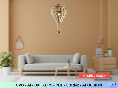 Balloon-Shaped Lamp Laser Cut Files – DIY Home Decor Project | Unique Laser-Cut Design for Easy Assembly and Creative Lighting Solution.