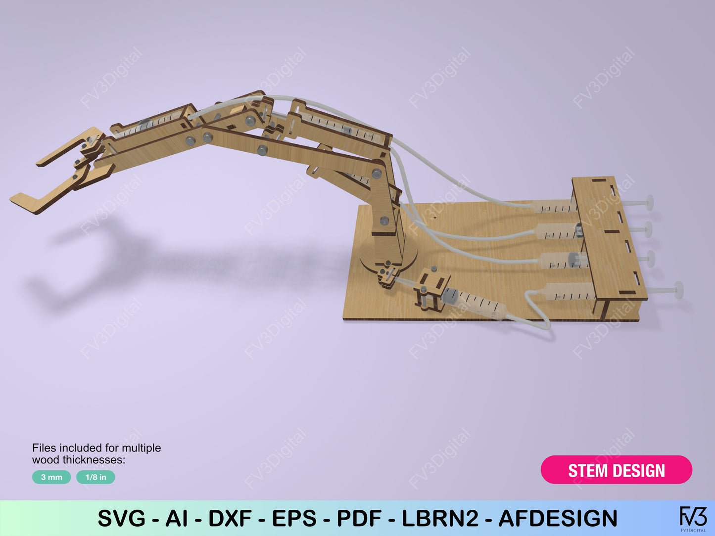 Hydraulic Robotic Arm – Working STEM Model | Laser Cut Files