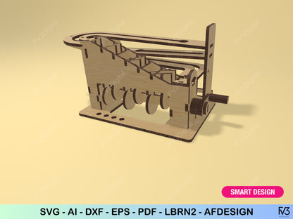 Marble Run Laser Cut File – DIY Kinetic Desk Toy | 3mm, 4mm, and 1/8” Plans