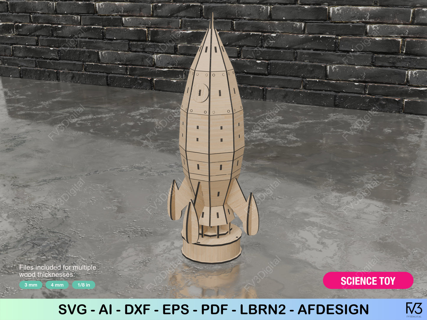 Laser Cut Files to create Motorized Rotating Rocket | STEM Engineering Project & Space Decor