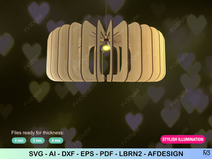 Laser Cut Pendant Lamp Files – Geometric DIY Design, Fits Any Bulb, Perfect for 4mm, 5mm, 6mm Wood, Stylish Home Lighting Made Easy!