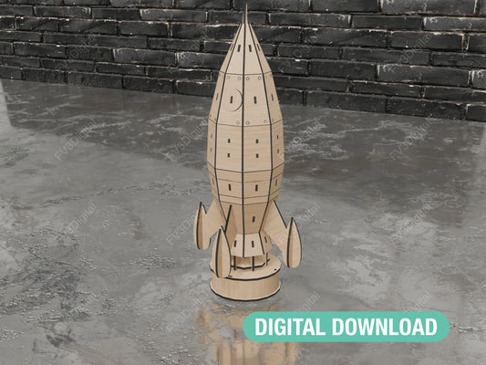 Laser Cut Files to create Rotating Rocket Motorized Space Decor Project Fun Engineering Kit Battery-Powered Motor Design STEM Learning