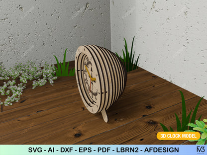 Clock laser cut files - 3D Aviation inspired design with 6 classic flight instrument sphere options. Desk clock design laser cut files.