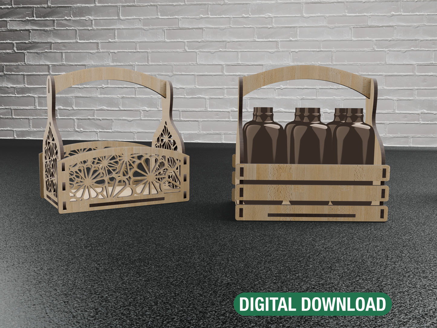 Laser Cut Basket Bundle set of 3 models included. Craft Your Own Collection of Baskets with Laser cut pattern bundle. Vector files download.