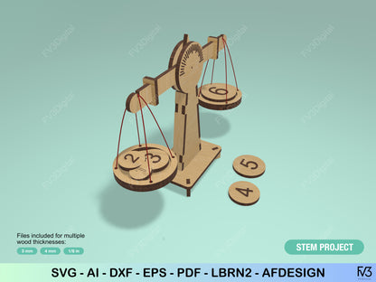 Wooden Balance Model Laser Cut Files – Working STEM Project - SVG, DXF Digital Download