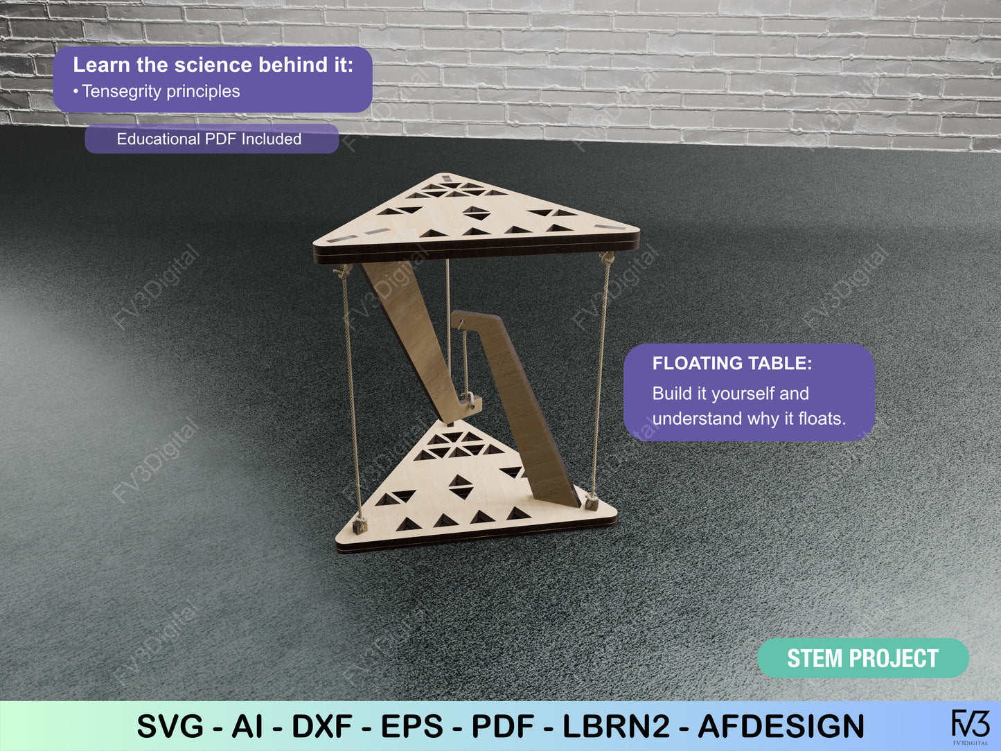 Floating Tensegrity Table | Laser Cut Files for an Impossible Illusion | DIY Project
