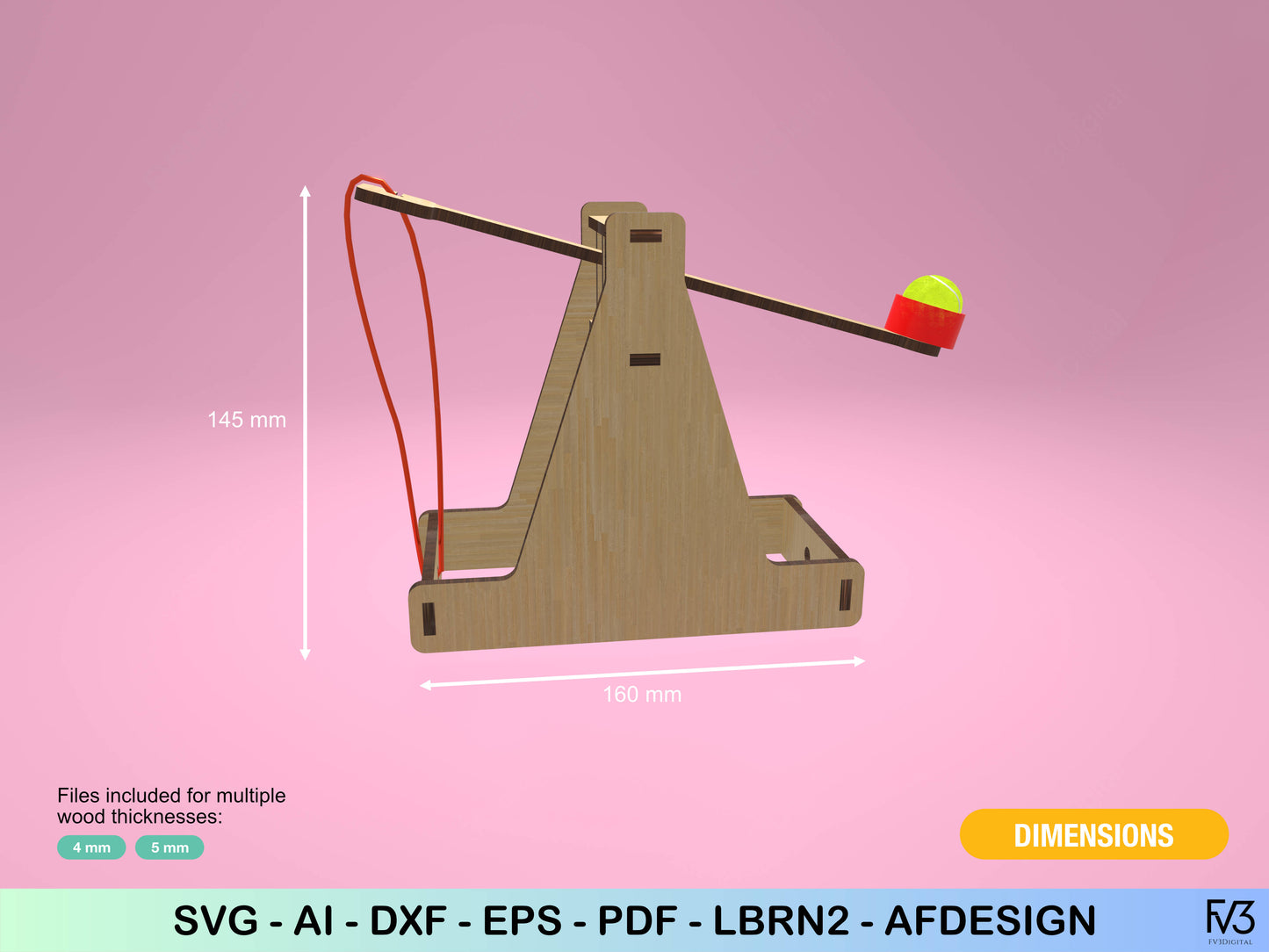 Laser Cut Catapult STEM Toy: DIY Physics Project (Digital Download, 4/5mm Wood Files)