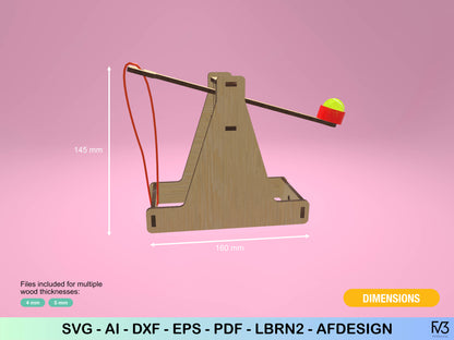 Laser Cut Catapult STEM Toy: DIY Physics Project (Digital Download, 4/5mm Wood Files)