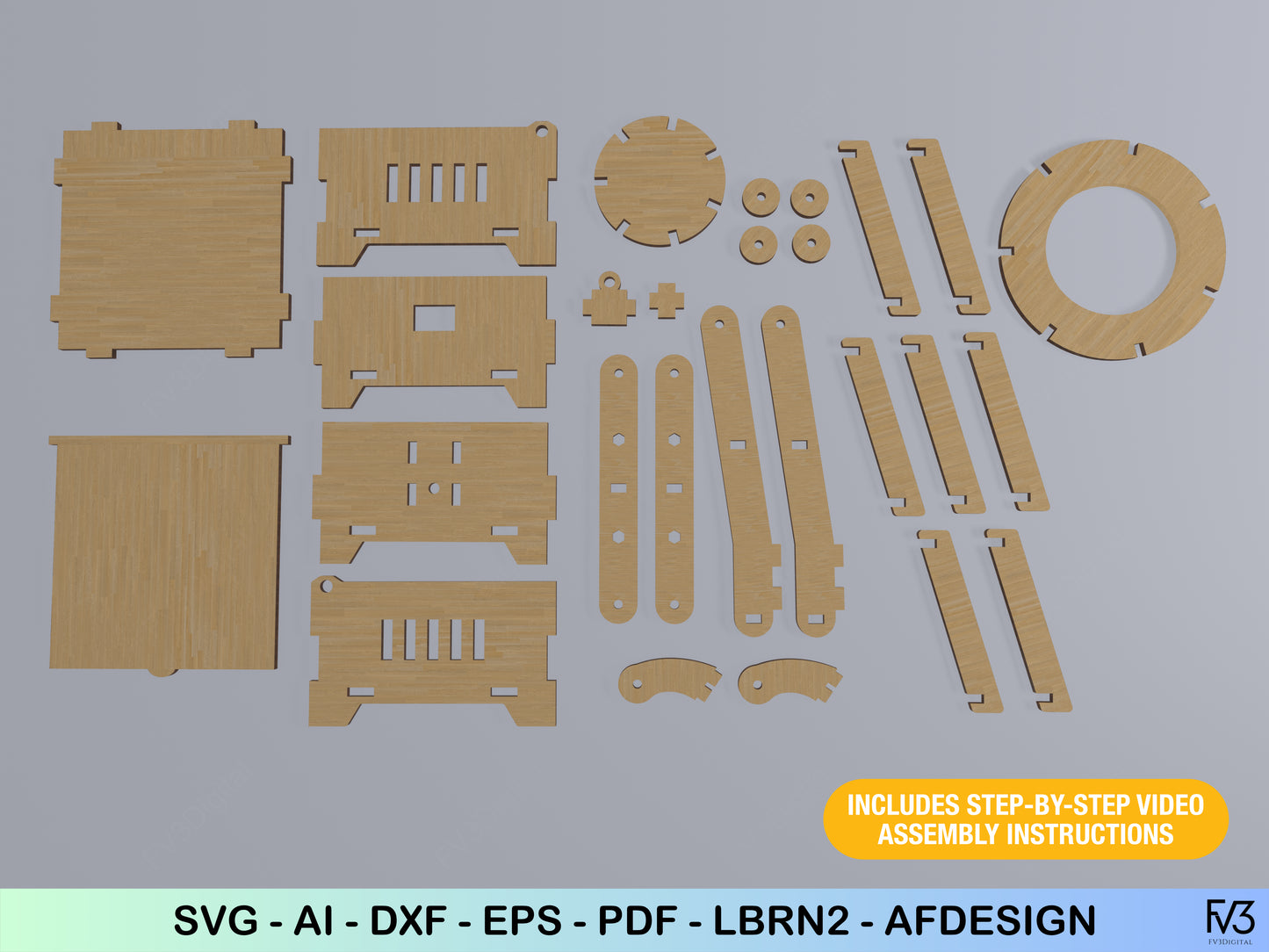 DIY Wooden Lamp Laser Cut Files – STEM Electricity Project for Kids – Educational Circuit Build – Digital Download SVG