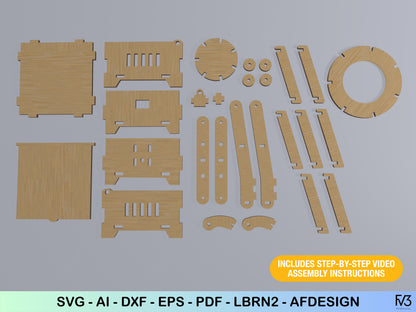 DIY Wooden Lamp Laser Cut Files – STEM Electricity Project for Kids – Educational Circuit Build – Digital Download SVG
