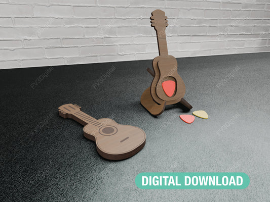 Laser Cut Case Template for Guitar Picks with Support Digital Design Files - DIY Guitar Pick Box Kit Laser Cutting Machine Files for 6 Picks