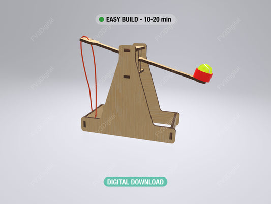 Laser Cut Catapult STEM Toy: DIY Physics Project (Digital Download, 4/5mm Wood Files)