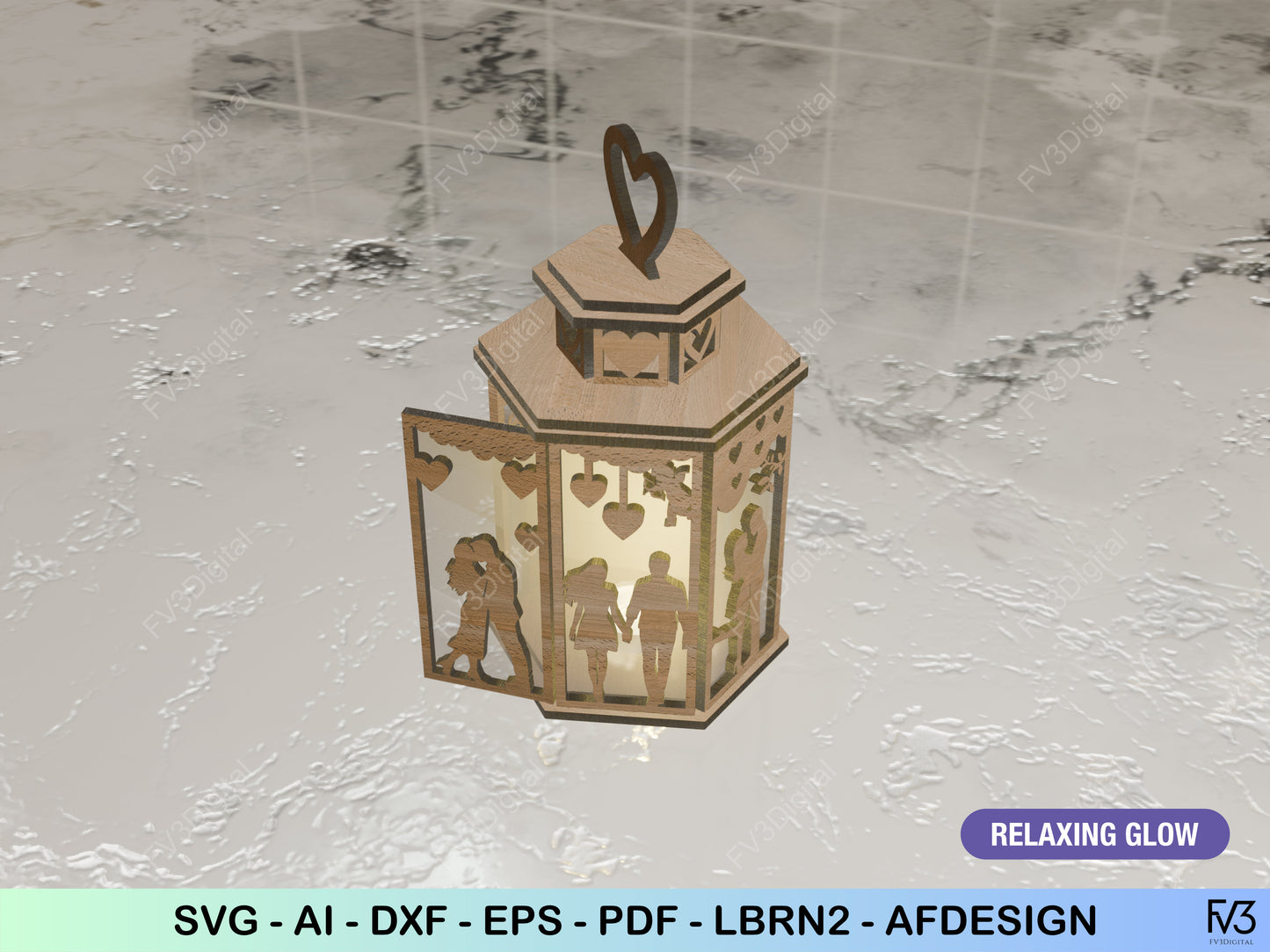 Romantic Lantern Laser Cut Files for DIY Craft Projects | Valentine's Day, Home Decor, Anniversary Gift, Woodworking, and Creative Craft