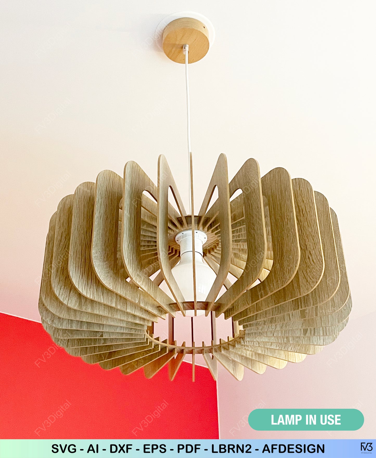 Laser Cut Pendant Lamp Files – Geometric DIY Design, Fits Any Bulb, Perfect for 4mm, 5mm, 6mm Wood, Stylish Home Lighting Made Easy!