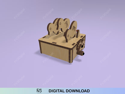 Chicken Box Automaton: Kinetic Toy Laser Cut Files (SVG DXF LBRN2)