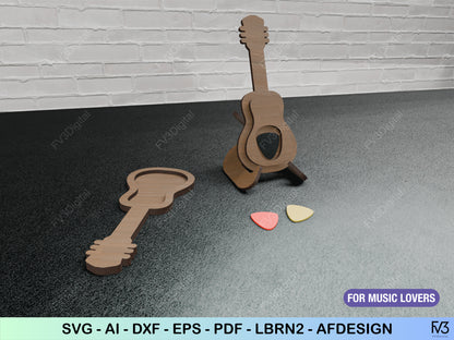 Laser Cut Case Template for Guitar Picks with Support Digital Design Files - DIY Guitar Pick Box Kit Laser Cutting Machine Files for 6 Picks