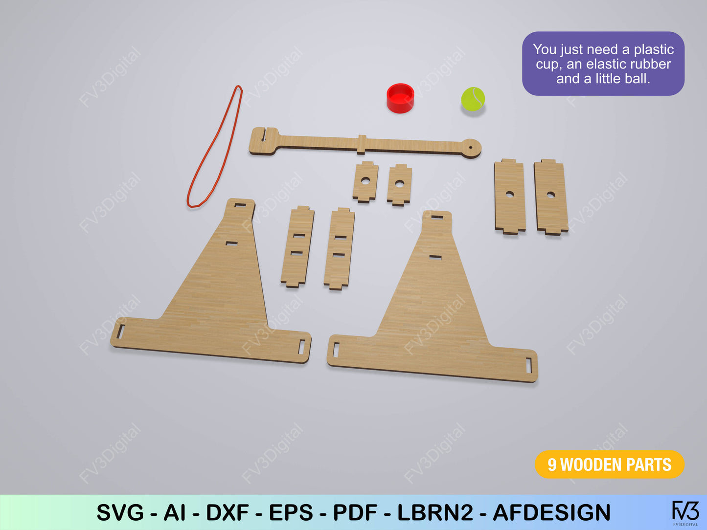 Laser Cut Catapult STEM Toy: DIY Physics Project (Digital Download, 4/5mm Wood Files)