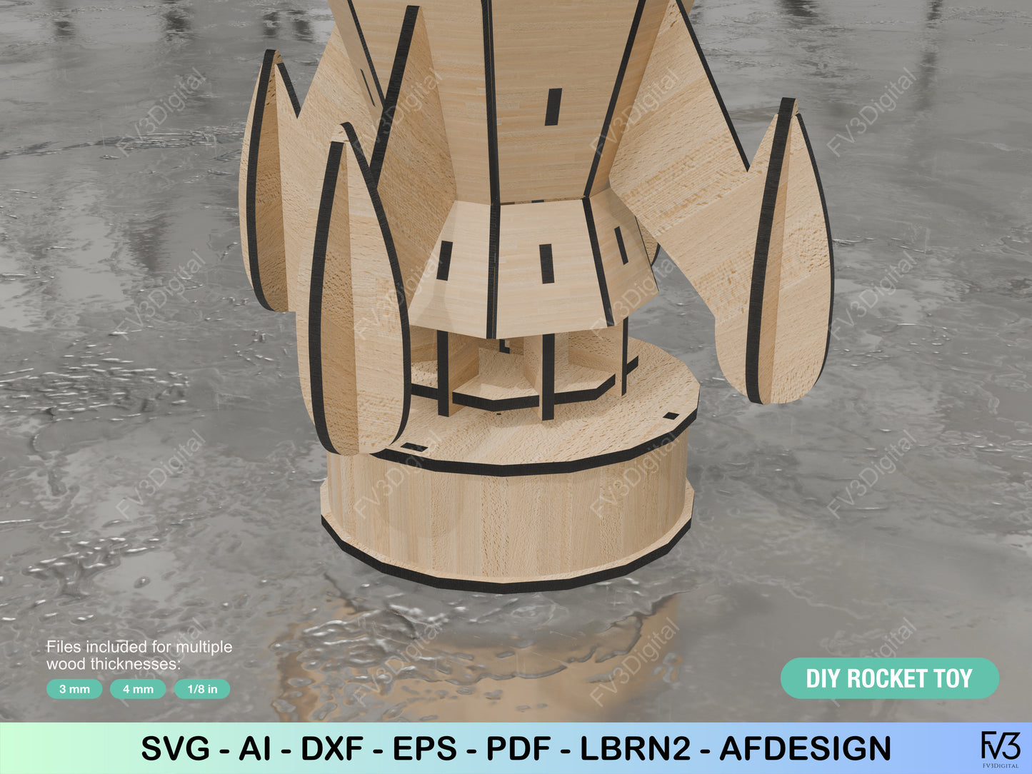 Laser Cut Files to create Motorized Rotating Rocket | STEM Engineering Project & Space Decor