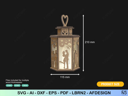 Romantic Lantern Laser Cut Files for DIY Craft Projects | Valentine's Day, Home Decor, Anniversary Gift, Woodworking, and Creative Craft