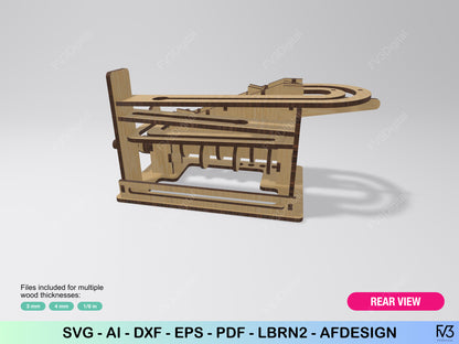Marble Run Laser Cut File – DIY Kinetic Desk Toy | 3mm, 4mm, and 1/8” Plans