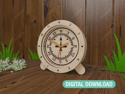 Clock laser cut files - 3D Aviation inspired design with 6 classic flight instrument sphere options. Desk clock design laser cut files.