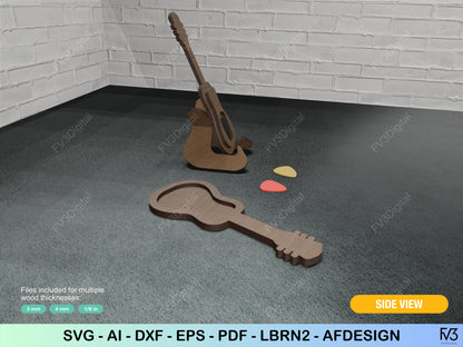 Laser Cut Case Template for Guitar Picks with Support Digital Design Files - DIY Guitar Pick Box Kit Laser Cutting Machine Files for 6 Picks