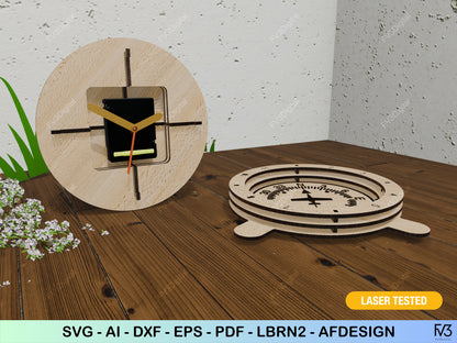 Clock laser cut files - 3D Aviation inspired design with 6 classic flight instrument sphere options. Desk clock design laser cut files.