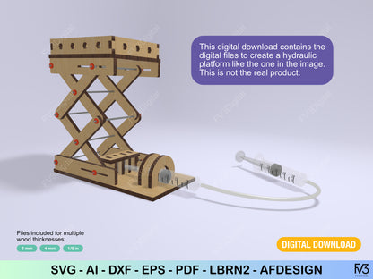 Hydraulic Press Mechanism – STEM Physics Build | Laser Cut SVG Files