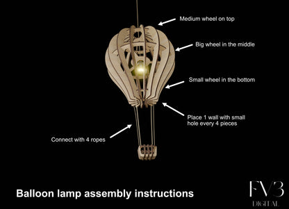Balloon-Shaped Lamp Laser Cut Files – DIY Home Decor Project | Unique Laser-Cut Design for Easy Assembly and Creative Lighting Solution.