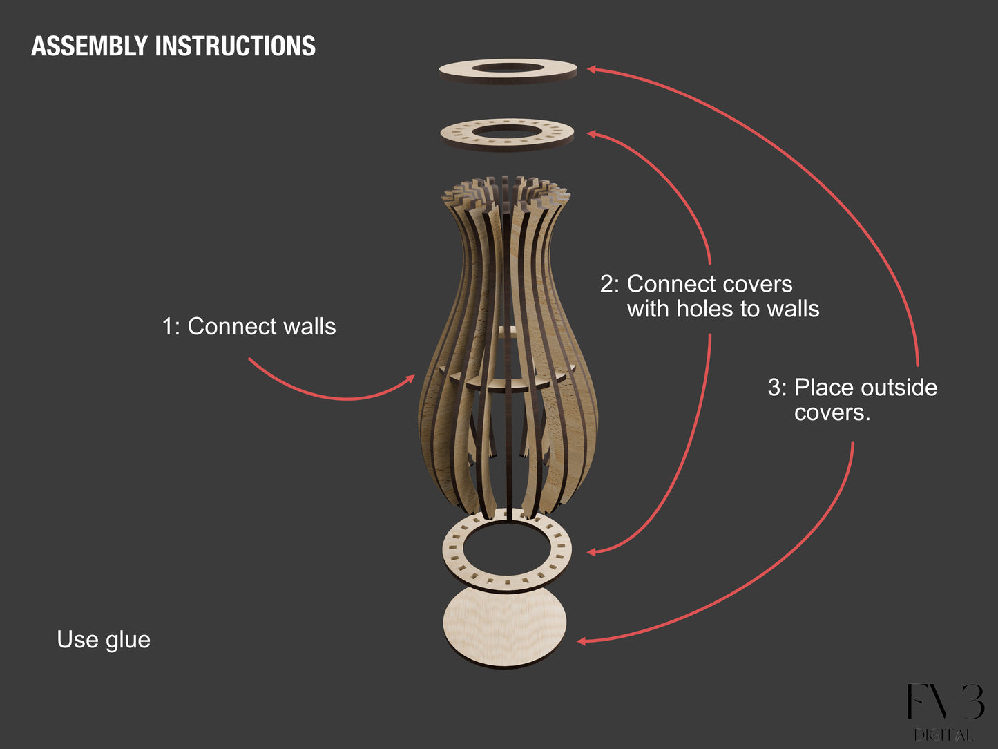 Laser cut vase bundle: 3 Unique Models - Instant download of files. Set of 3 Vase Laser Cut Patterns for DIY Home Decor Projects.