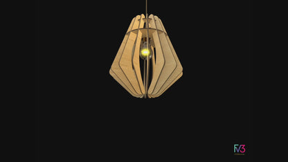 Laser Cut Files for 3D Geometric Pendant Lamp – Files ready for 3mm, 4mm, 5mm, and 1/8" Wood. Modern Design for Home or Office Decor.